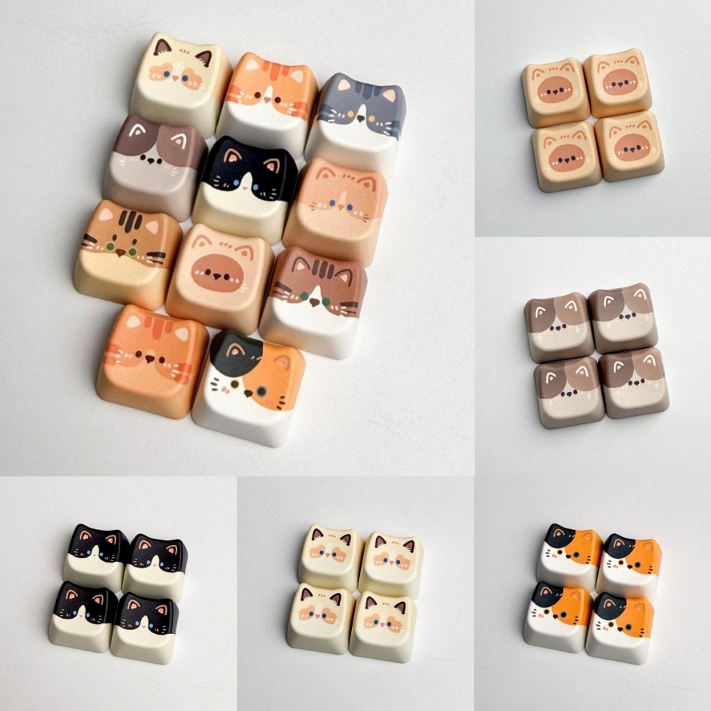 MAIMOOO 5pcs Cat Family Keycaps MAO Profile Creative DIY แมวน่ารัก Keycaps Mini คีย์บอร์ดส่วนบุคคล Garfield สยาม Tabby Gold Gradient Ragdoll Cat Keycap