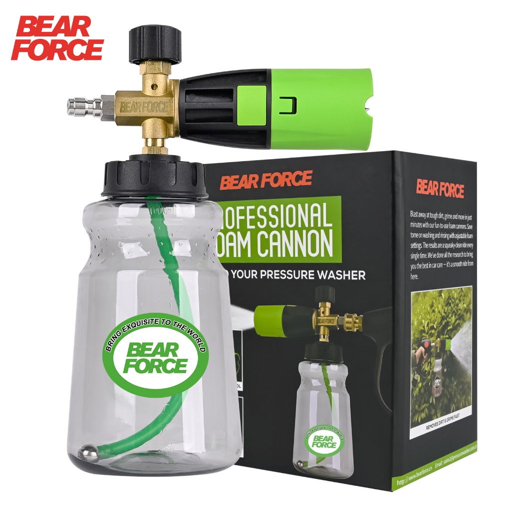 BEAR FORCE นวัตกรรมเครื่องซักผ้าความดันโฟม Cannon Pro+ (โฟมหนาขึ้น อายุการใช้งาน 3 ครั้ง) 2026 ล้างรถหิมะโฟม Blaster พร้อมเทคโนโลยีถอดประกอบแบบคลิกเดียว + ปลั๊กด่วน 1/4"