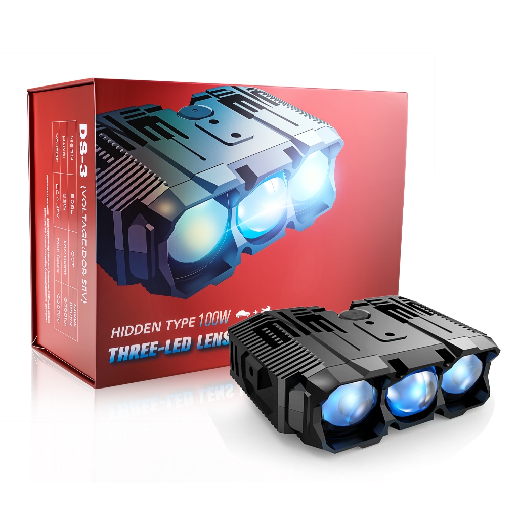 รถกระจังหน้า LED โปรเจคเตอร์ Len ไฟ 170W 30000LM สูง/ต่ํารถจักรยานยนต์เลนส์สามตา