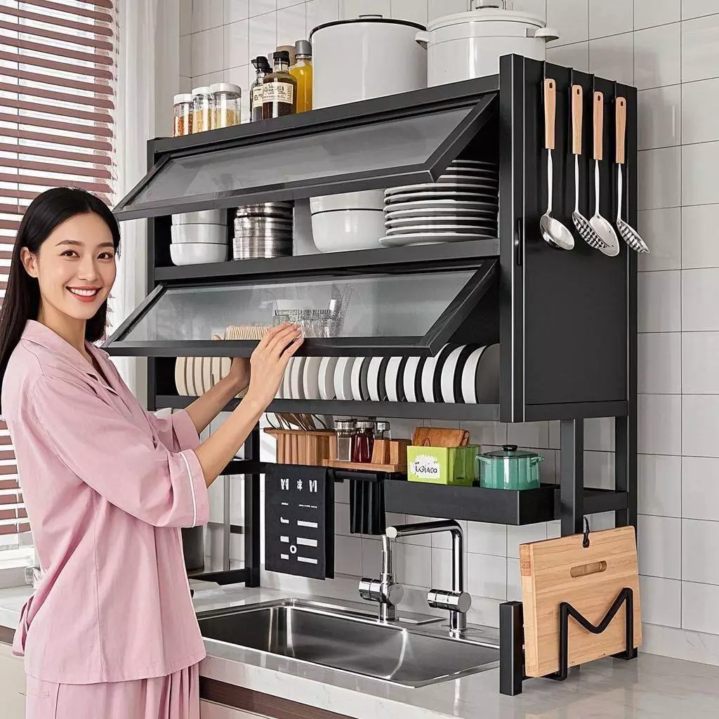 SY ชั้นวางจาน ที่วางจาน สแตนเลส 2 ชั้น <65--75-85-95-105-125cm> คร่อมอ่างล้างจาน bowl rack ชั้นวางของในครัว