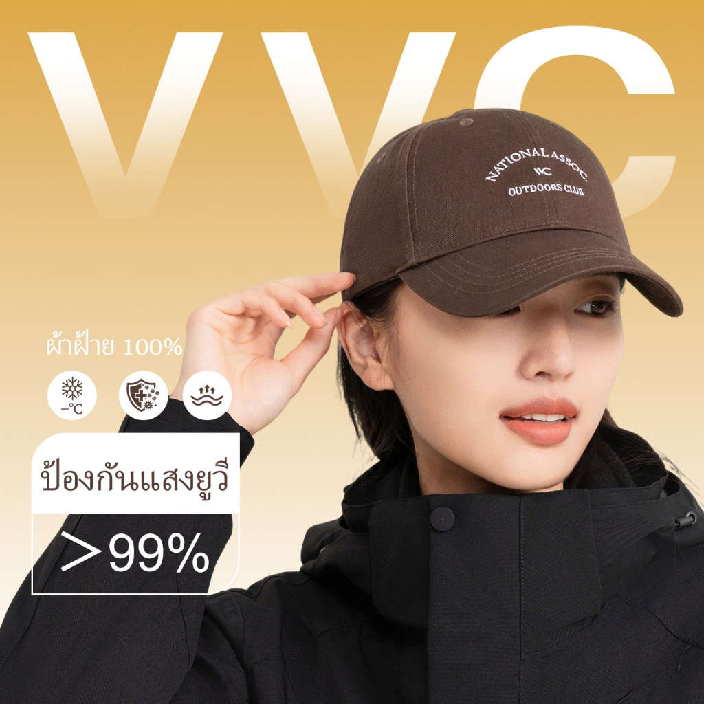 VVC หมวกเบสบอล 3D รุ่นใหม่ 2026 ทรงกระชับปรับได้ เนื้อผ้าฝ้ายระบายอากาศดี