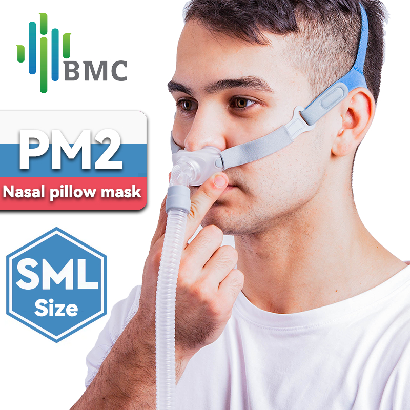 BMC P2/PM2 หมอนจมูก CPAP หน้ากากซิลิโคน SML ขนาด All In Medical Sleep Mask สําหรับ Snoring และ Apnea Treatment พร้อมหมวก
