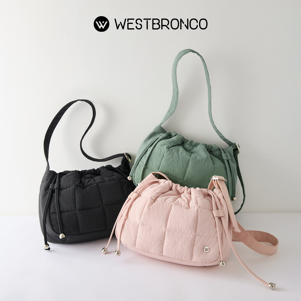 WESTBRONCO dumpling (เกี๊ยว)  กระเป๋าสะพายไหล่สำหรับผู้หญิง ผ้าไนลอน นุ่มนิ้่ม สายสะพายปรับได้ ดีไซน์ทันสมัย