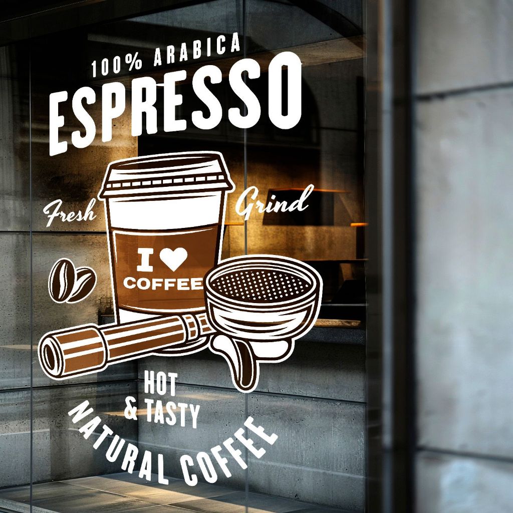 การ์ตูนการ์ตูนอเมริกันกาแฟรูปแบบสติกเกอร์ Cafe สติกเกอร์ประตูกระจก pvc Glueless สติกเกอร์หน้าต่าง