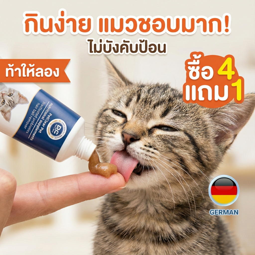 [พร้อมส่ง] PetClear เจลขจัดก้อนขนแมว ผสมโปรไบโอติก (120g) ลดอาเจียน บำรุงลำไส้ แก้ท้องผูก อาหารเสริม
