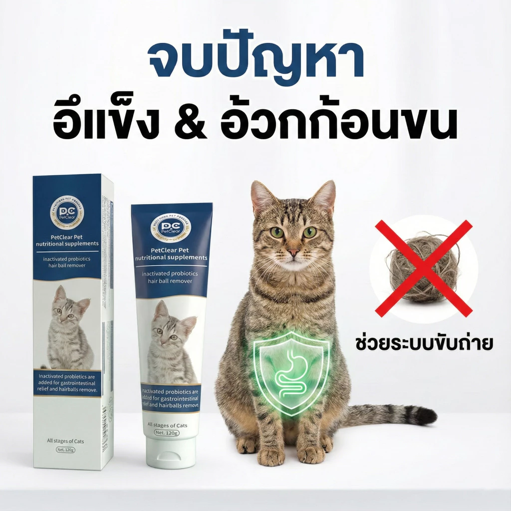 [พร้อมส่ง] PetClear เจลขจัดก้อนขนแมว ผสมโปรไบโอติก (120g) ลดอาเจียน บำรุงลำไส้ แก้ท้องผูก อาหารเสริม thumbnail 4