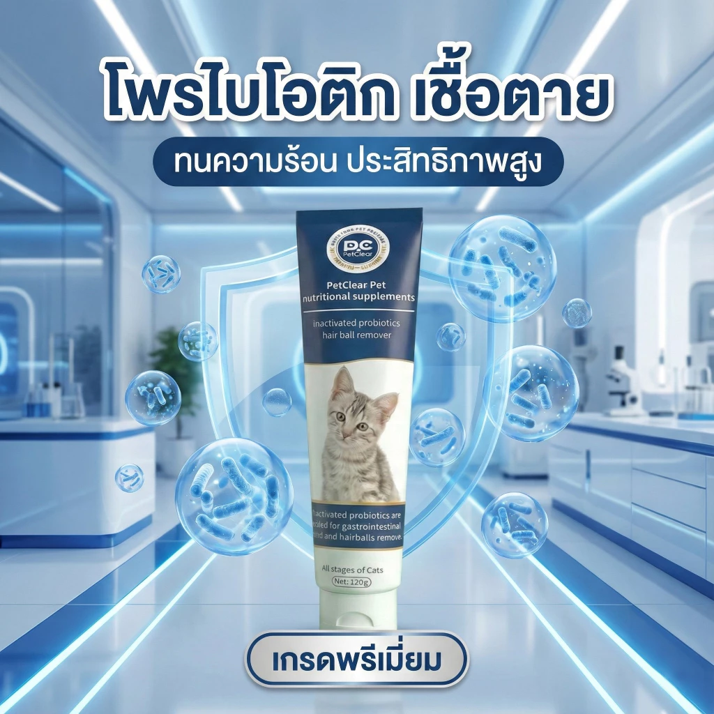 [พร้อมส่ง] PetClear เจลขจัดก้อนขนแมว ผสมโปรไบโอติก (120g) ลดอาเจียน บำรุงลำไส้ แก้ท้องผูก อาหารเสริม thumbnail 5