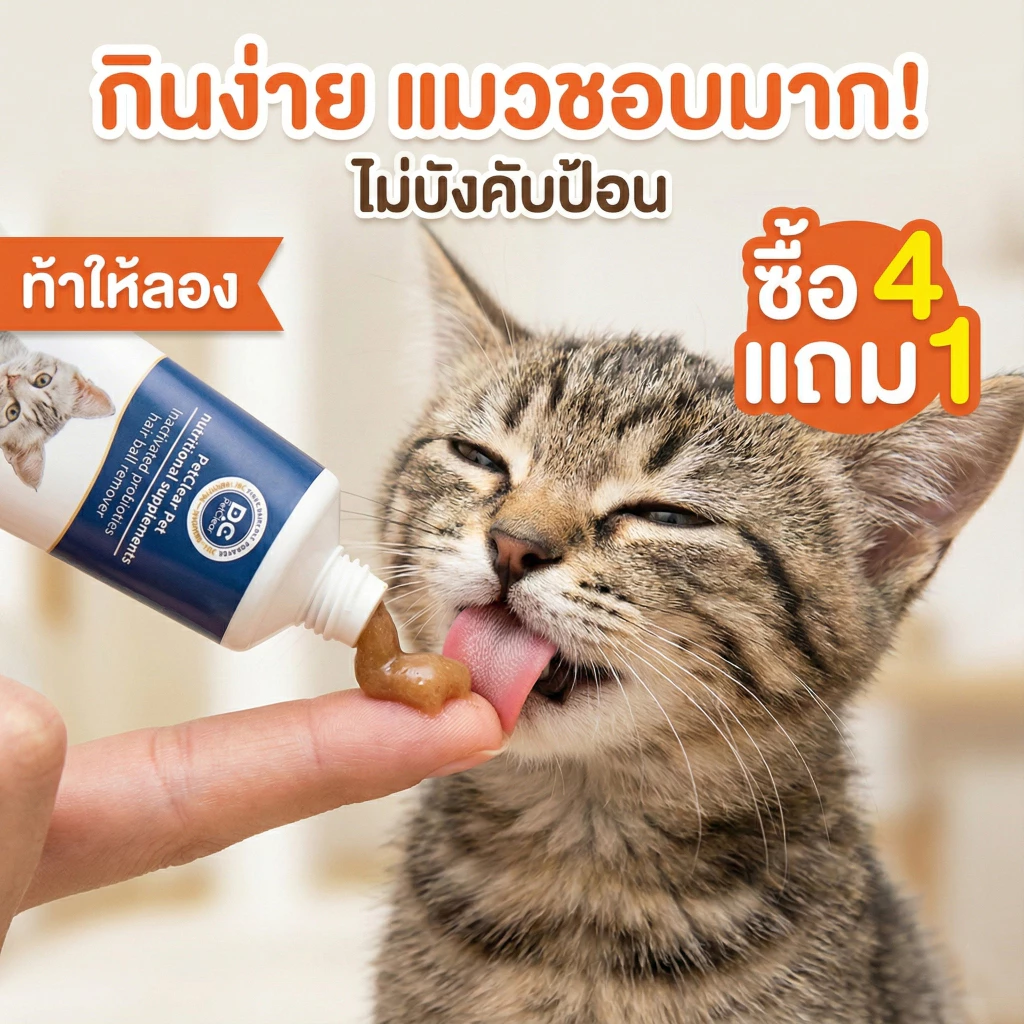 [พร้อมส่ง] PetClear เจลขจัดก้อนขนแมว ผสมโปรไบโอติก (120g) ลดอาเจียน บำรุงลำไส้ แก้ท้องผูก อาหารเสริม thumbnail 10