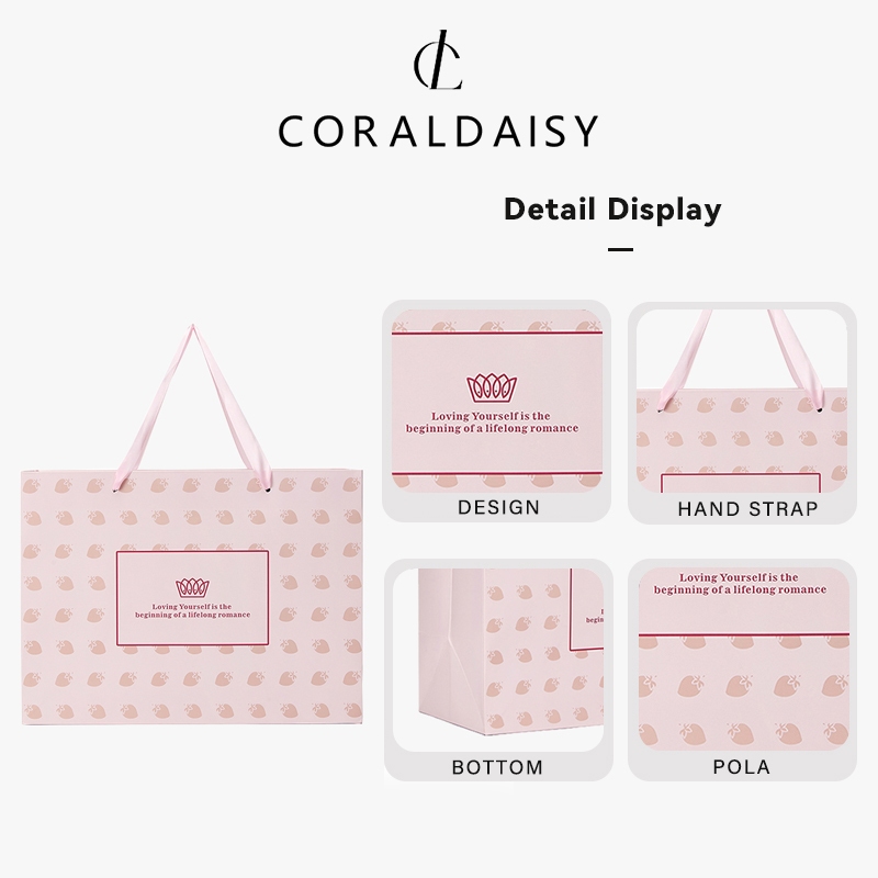 คอร์ลาเดนซิส ถุงกระดาษบรรจุภัณฑ์ถุงของขวัญสีชมพูถุงบรรจุภัณฑ์ของขวัญกระดาษแบบพกพา - 2