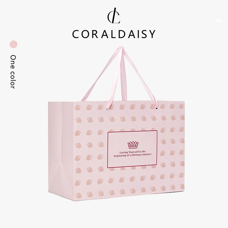 CORALDAISY คอร์ลาเดนซิส ถุงกระดาษบรรจุภัณฑ์ถุงของขวัญสีชมพูถุงบรรจุภัณฑ์ของขวัญกระดาษแบบพกพา thumbnail 7