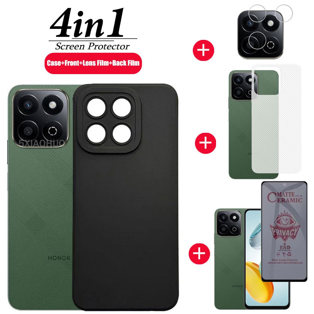 4in1 สําหรับ Honor X7C เคสโทรศัพท์กันกระแทกสําหรับ Honor X7D X6C X5C โทรศัพท์ + เซรามิคป้องกันฟิล์ม 
