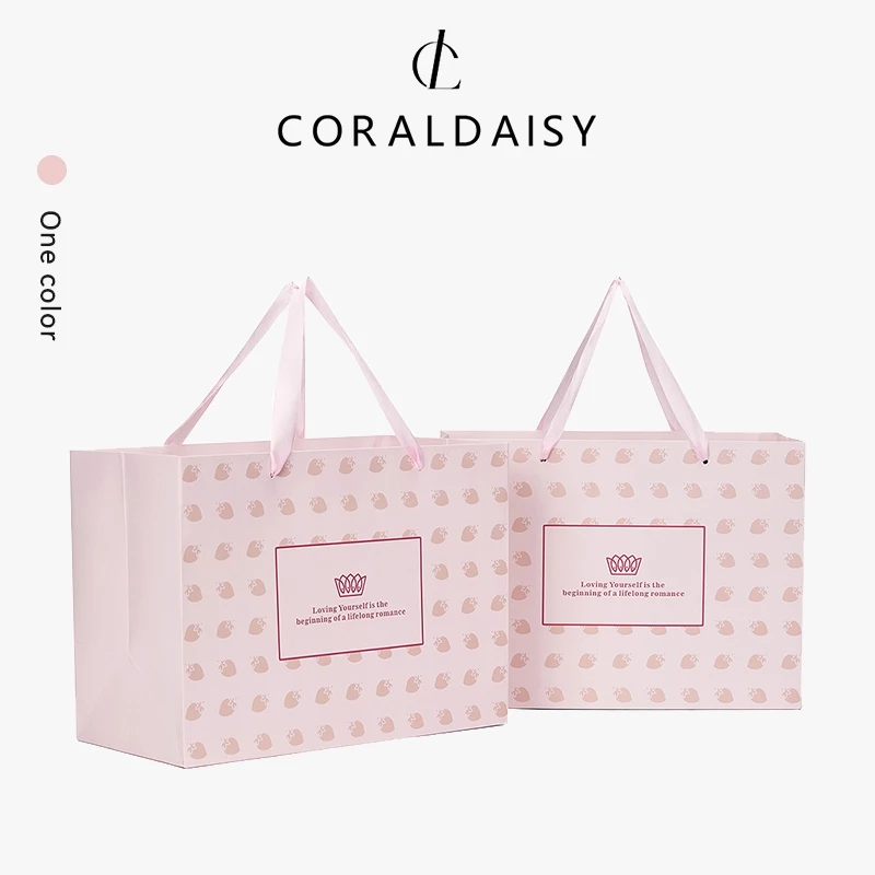 CORALDAISY คอร์ลาเดนซิส ถุงกระดาษบรรจุภัณฑ์ถุงของขวัญสีชมพูถุงบรรจุภัณฑ์ของขวัญกระดาษแบบพกพา thumbnail 8