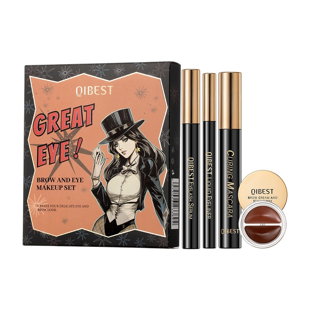 化妆品套装QIBEST ชุดเครื่องสําอางคิ้วและตา – กันน้ํา กันเหงื่อ รอยเปื้อน