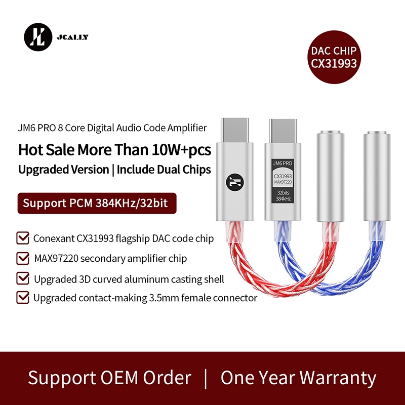 Jcally JM6 Pro Type-C ถึง 3.5 มม.Dual DAC CX31093 MAX97220 ดิจิตอลถอดรหัสเสียงอะแดปเตอร์เครื่องขยายเ