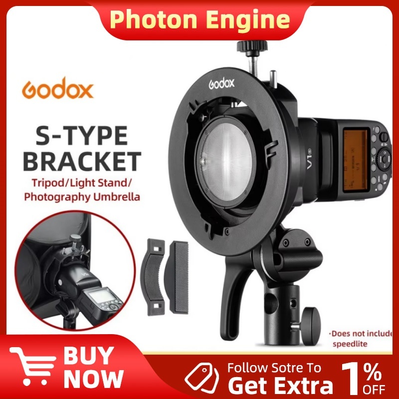 Godox S2 Bowens Mount Flash S-type Holder Bracket สําหรับ Godox V1 V860II AD200 AD400PRO Speedlite แ