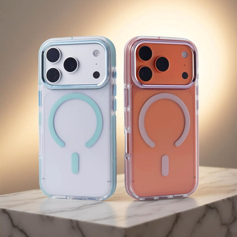 Transparent Matteอะคริลิคhard Case/green เคส เข้ากันได้กับ iPhone 17 16 15 14 13 12 Pro Max Case แม่เหล็ก