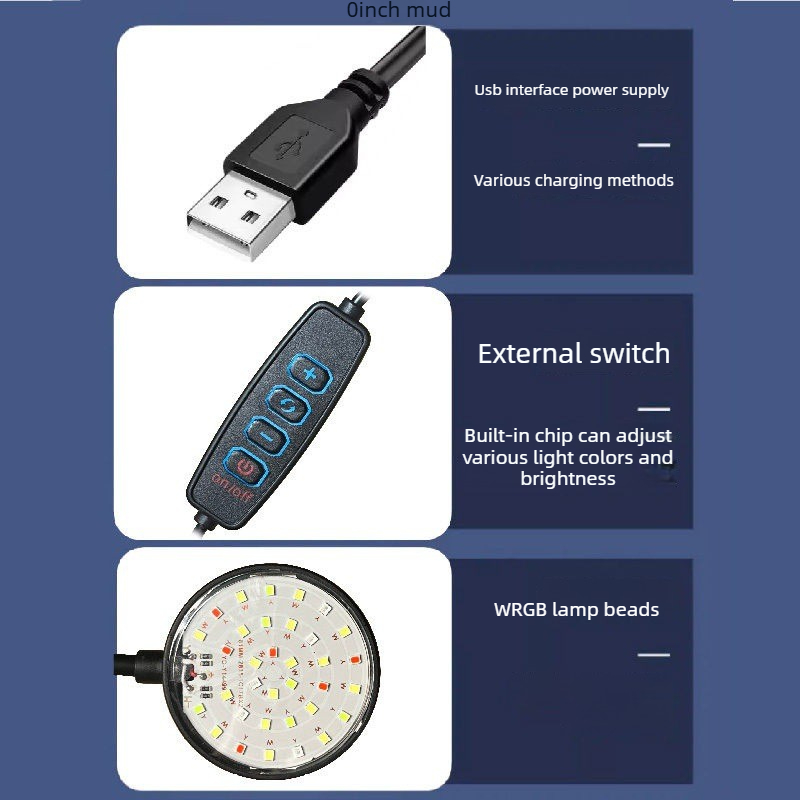 MINI Fish Tank Light Aquarium Light เต่าคลิปแสงพืชน้ําปลั๊ก USB LED Light Aquarium ขนาดเล็กถังคลิปภูมิทัศน์ - รูปที่ 3