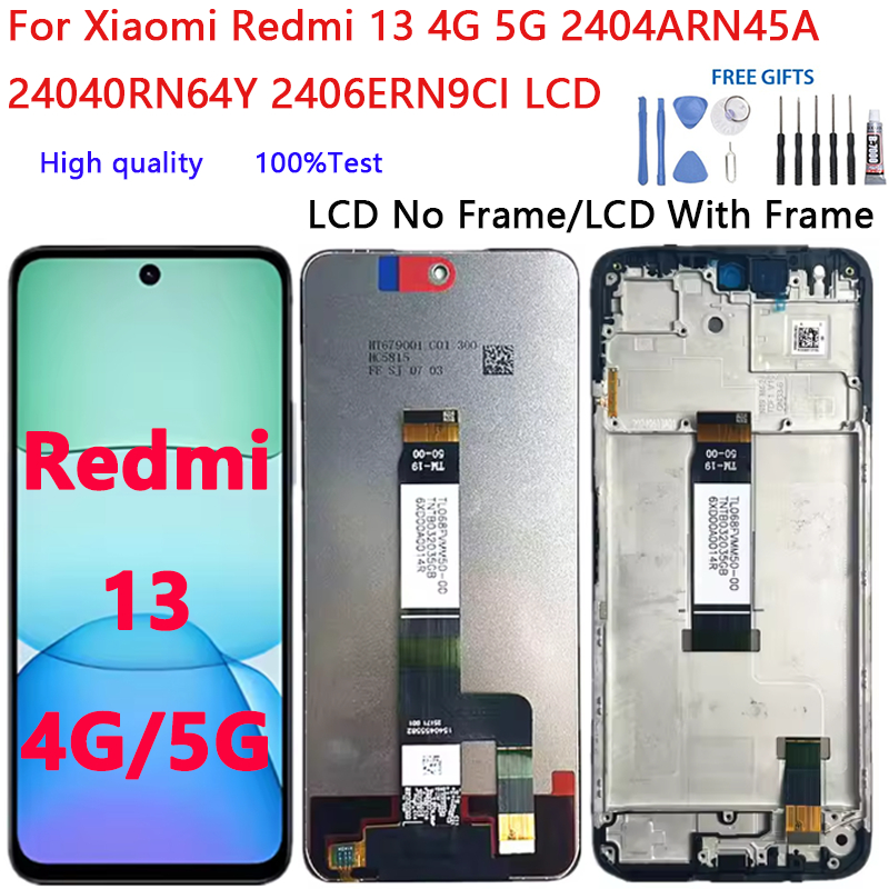 สําหรับ Xiaomi Redmi 13 4G 5G 2404ARN45A 2406ERN9CI จอแสดงผล LCD Touch Screen Digitizer Assembly เปลี่ยนจอแสดงผลอะไหล่
