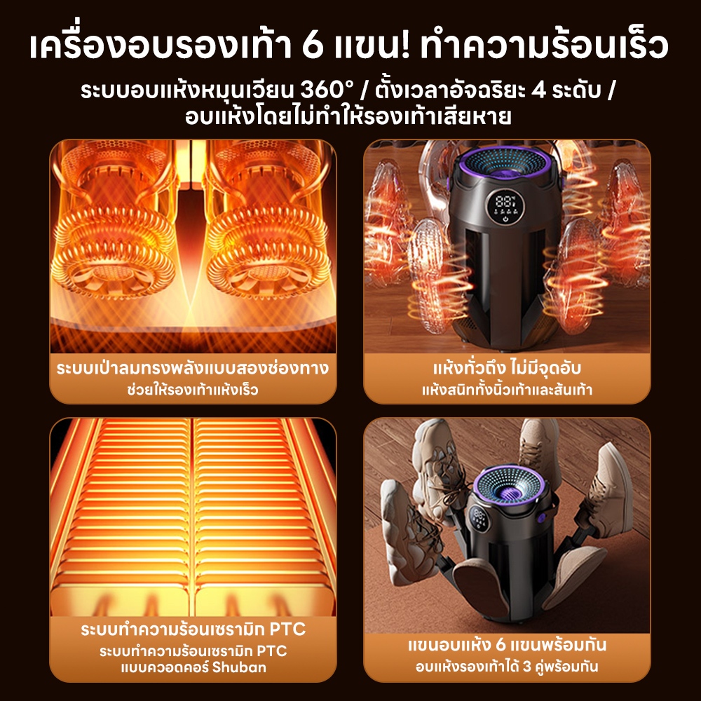 INSMART เครื่องเป่ารองเท้า ฆ่าเชื้อ อบแห้ง กำจัดกลิ่น 360° เป่าแห้งเร็ว พับได้ - รูปที่ 5