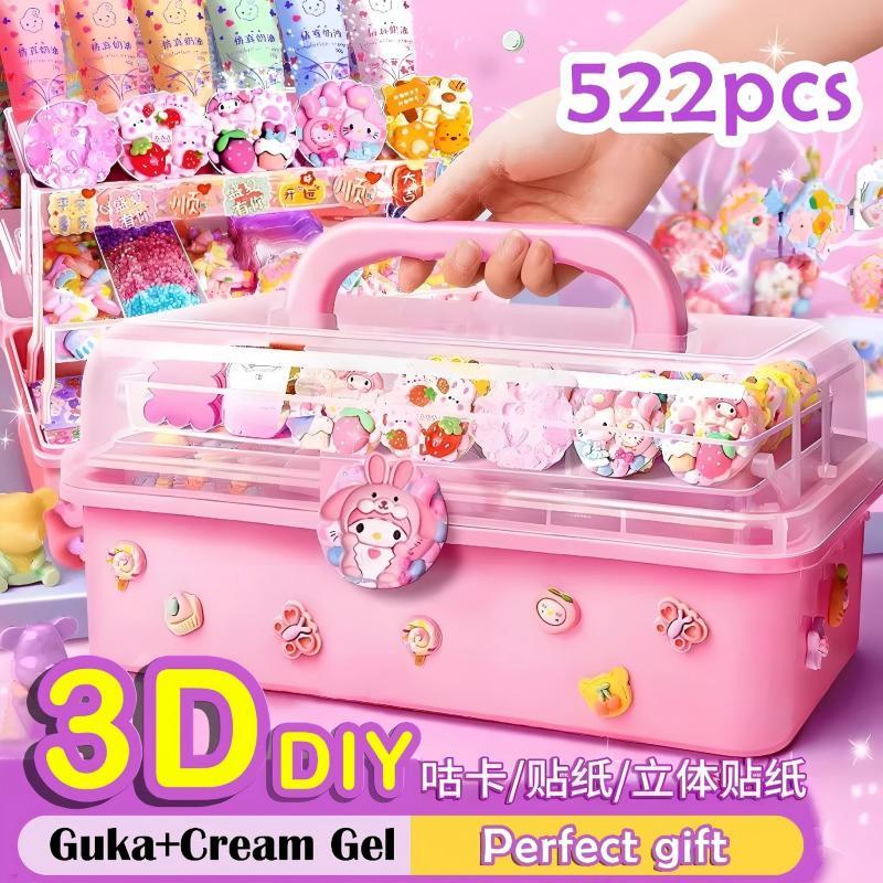 ✨สต็อกพร้อม✨Guka 522PCS ชุดสติกเกอร์ทําด้วยมือ decoden charmst พวงกุญแจ diy ของเล่นเด็กผู้หญิง