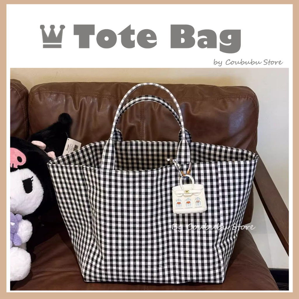 กระเป๋า tote หญิง ยี่ห้อคูบุบุ แบบญี่ปุ่น สีดำและสีขาว ขนาดใหญ่ สำหรับกิจกรรมและความ.memoable
