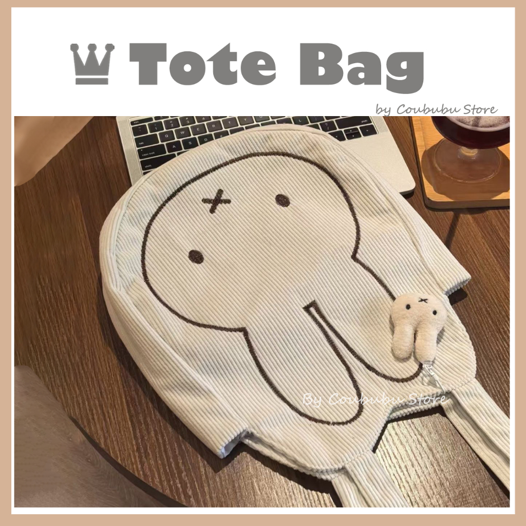 ✿คูบุบุ✿ ญี่ปุ่น Ins Corduroy Rabbit Tote Bag Women Travel Office Outer Sling Shoulder Bag Handbag Tote bag for student