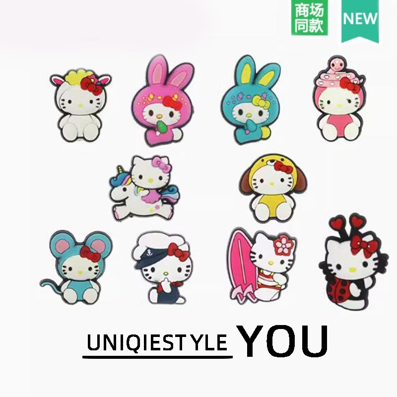 ใหม่รองเท้าหลุมรองเท้าอุปกรณ์ดอกไม้ Xiaohongshu แนะนําน่ารักการ์ตูน Zhibixing HelloKitty
