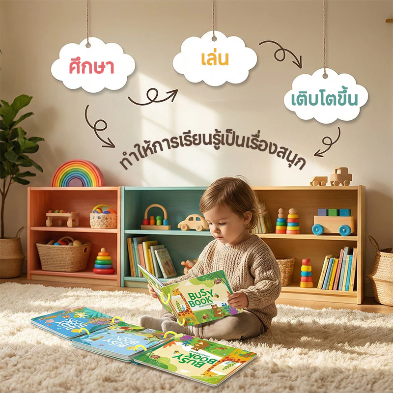 หนังสือเงียบ หนังสือยุ่ง หนังสือเงียบ ลอกและติดใหม่ได้ Busy Book Quiet Book ของเล่นเด็ก หนังสือกิจกรรม หนังสือเสริมพัฒนาการ หนังสือฝึกสมอง ของเล่นเสริมพัฒนาการ สมุดกิจกรรม เพิ่มสมาธิ thumbnail 4