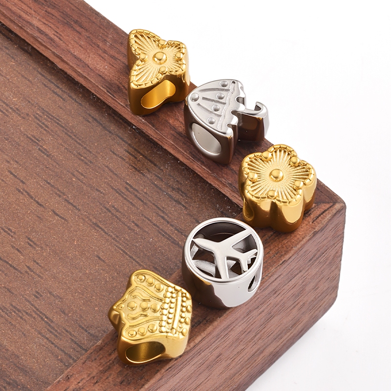 ชุดวัสดุDIY 5ชิ้น สแตนเลสวาววิ้ง มงกุฎผีเสื้อแบบเครื่องบิน กับอัญมณีพวงสร้อย