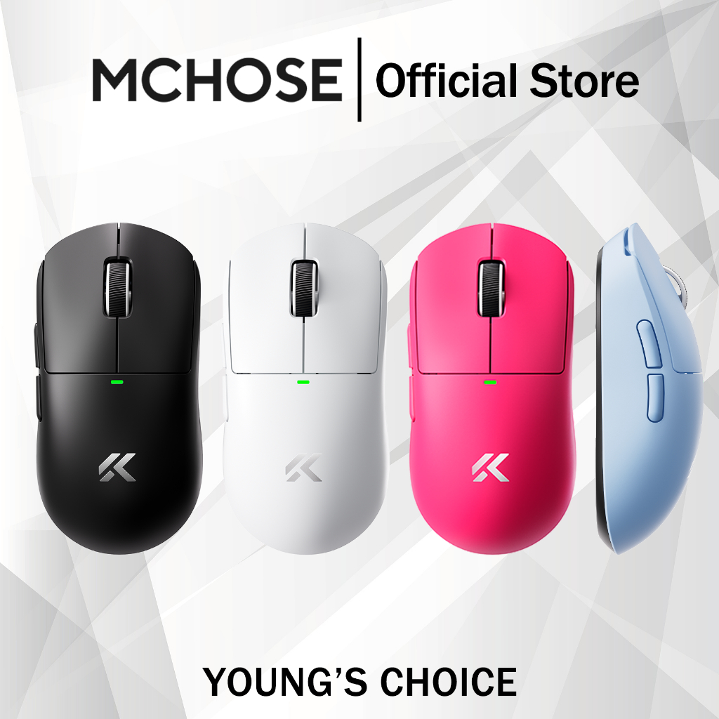 MCHOSE A5 V3 Ultralight 8K ไร้สาย Ergonomic Gaming Mouse PAW3395 Sensor แบบมีสาย 2.4g ไร้สายบลูทูธ 3 โหมดเมาส์สําหรับเล่นเกมเหมาะสําหรับขนาดเล็ก-กลางรูปมือ