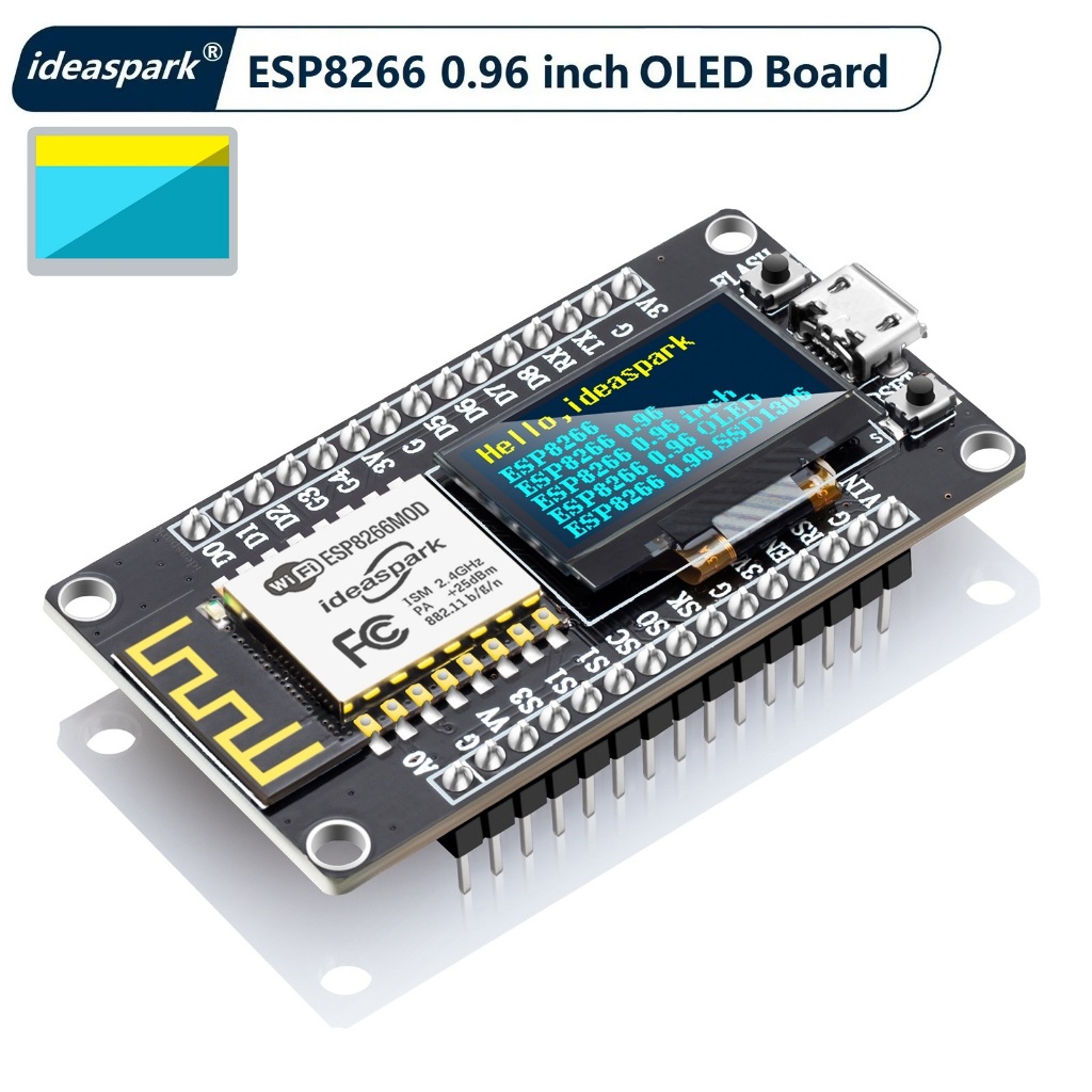 บอร์ดพัฒนา NodeMCU ESP8266 พร้อมจอแสดงผล OLED ขนาด 0.96 นิ้ว, ไดรเวอร์ CH-340, โมดูล WiFi ESP-12E, พอร์ต Micro USB สำหรับ Arduino/Micropython ESP8266