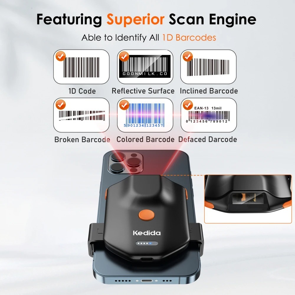 Eyoyo Kedida-KDA011 เลเซอร์พกพา 1D Wireless Bar Code Scanner ผ่านบลูทูธ 2D Bar รหัส QR Scan Reader ท