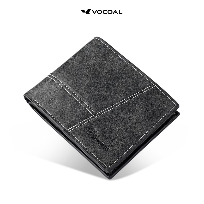 VOCOAL Men's Short Wallet Soft PU Large Capacity Multi-Card Position Wallet Travel Zipper Coin Pocket for Business