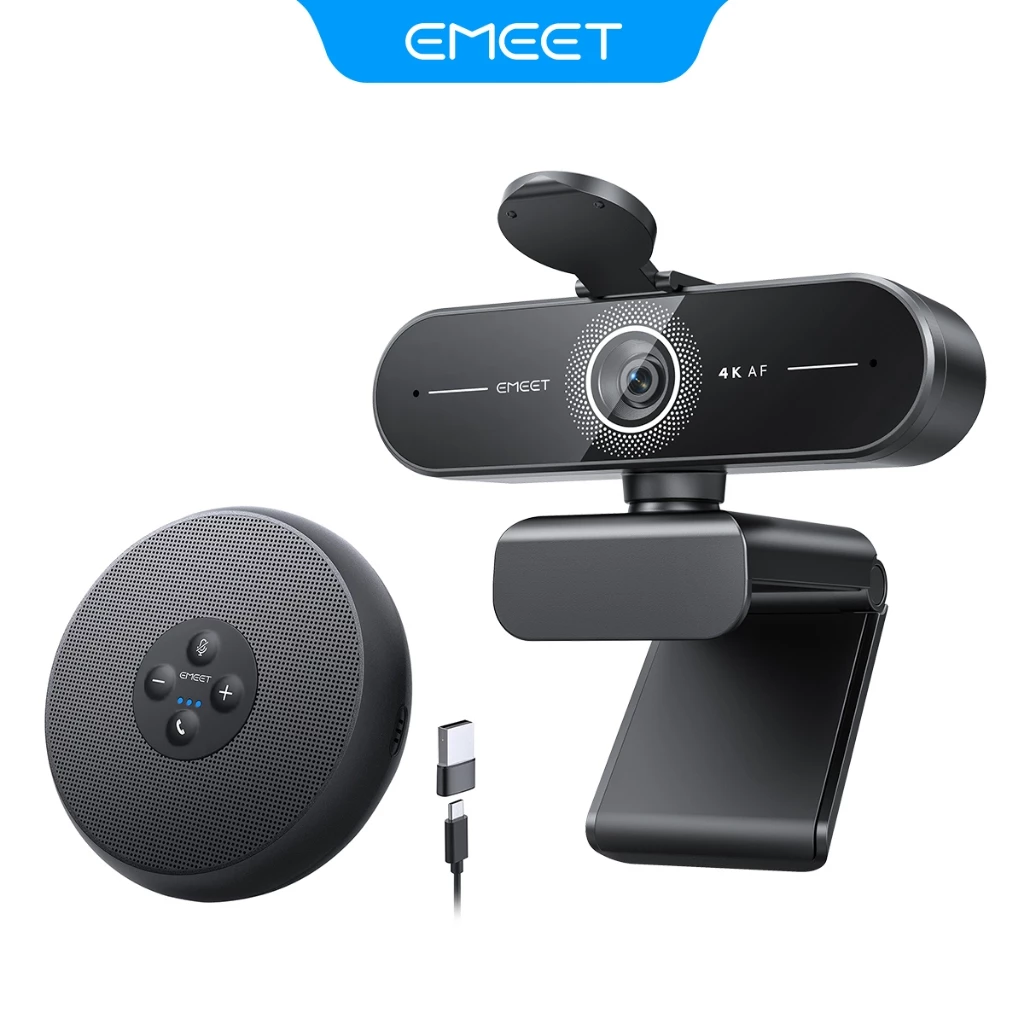 EMEET C60E 4K / C60E 4K DUAL / S600 4K HD Camera จับคู่พร้อมไมโครโฟน M1A เหมาะสําหรับการสตรีมสด/สํานักงาน เข้ากันได้กับซอฟต์แวร์หลายตัว