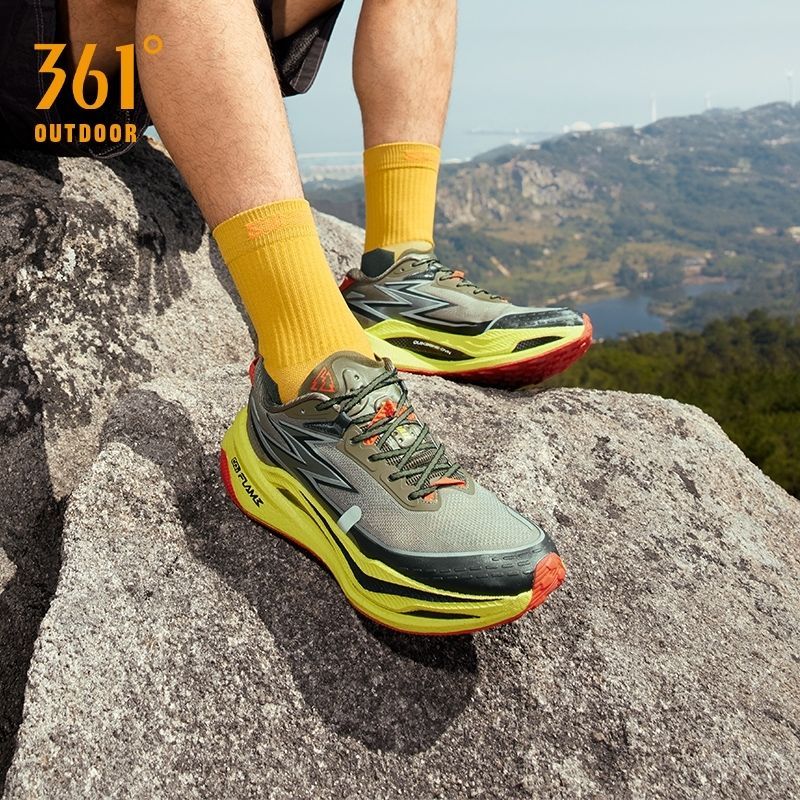 361 Degree 【Flame 4x4】 สําหรับเดินป่า Running Trail รองเท้ากลางแจ้งสําหรับชาย Off-Road Cushioned Sta