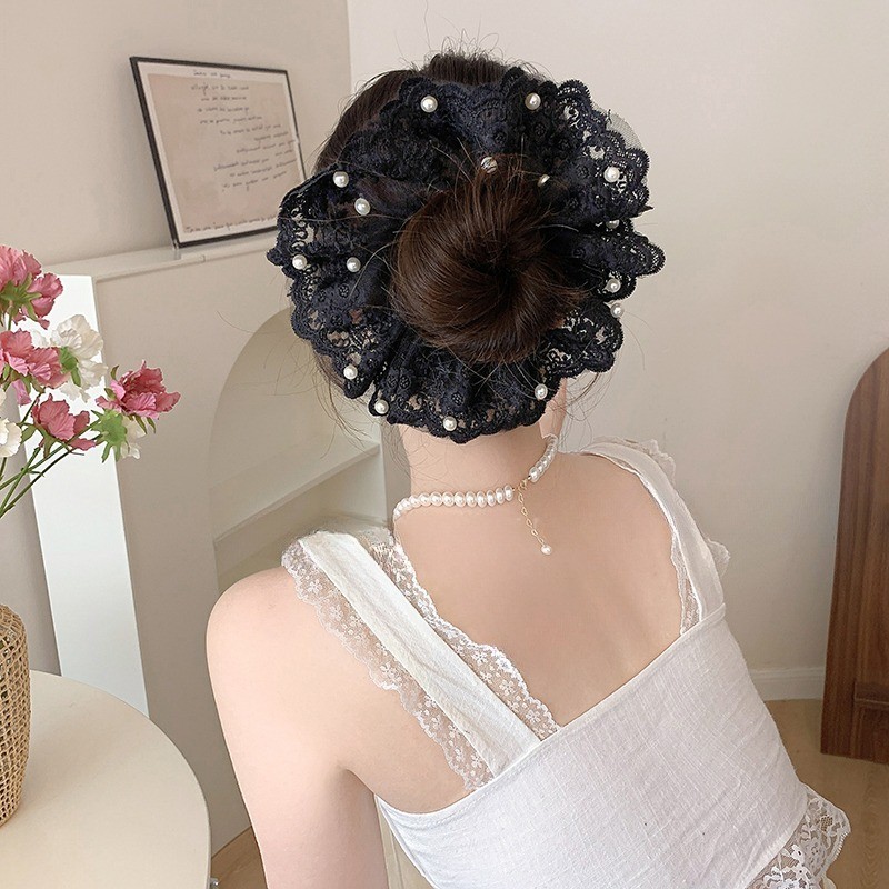 ยางรัดผมผู้หญิง ขนาดใหญ่ 50 สไตล์ หวาน เครื่องประดับผม Scrunchies - รูปที่ 7