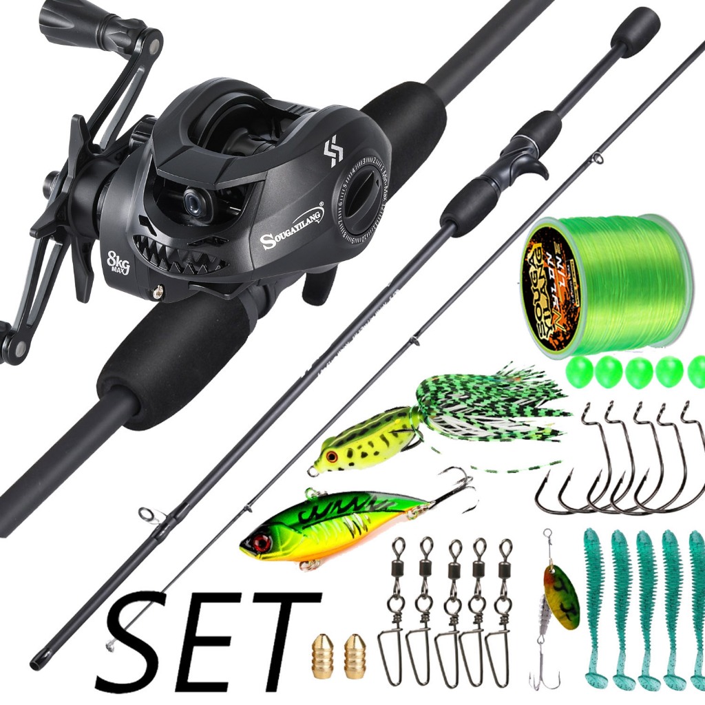Sougayilang ชุดคันเบ็ดตกปลาคาร์บอน 5-10LB 7.2:1 UL 1.8 เมตร 10 กก.