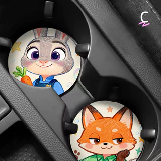 หมอนรองแก้วรถ Zootopia Judy Nick กันร้อน-กันลื่น