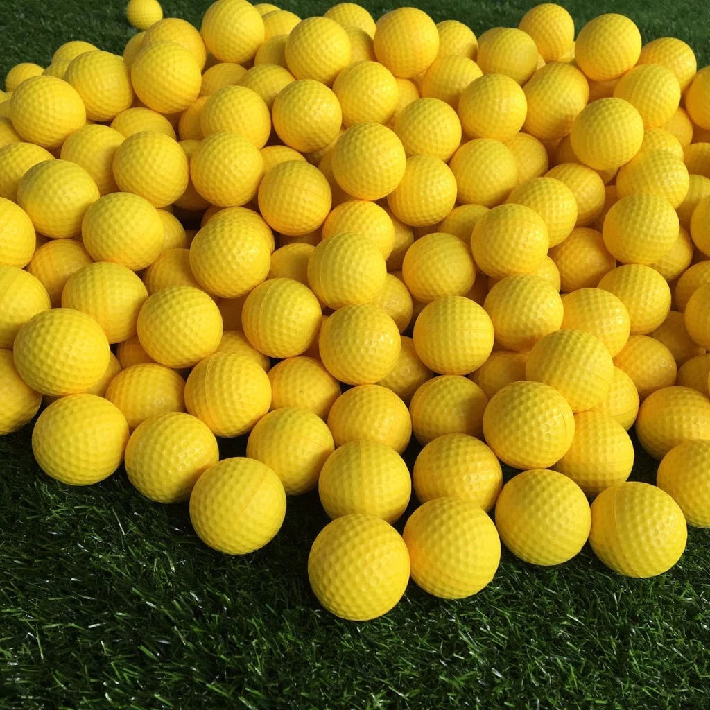 12-Pack Practice Golf Balls Limited-Flight Foam Yellow Dent Resistance Instant Feedback Golf Trainin