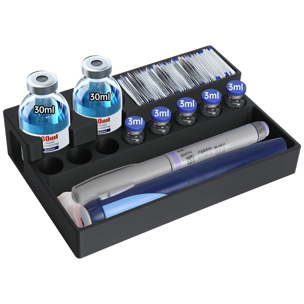 Insulin and Peptide Vial Storage Rack - 3ml และ 30ml Vial Organizers with Space for Syringe and Prep