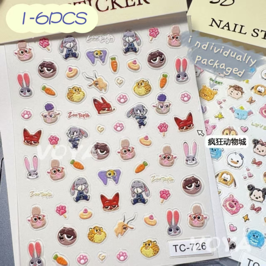 1-6PCS Crazy Zootopia บรรเทา 3D สติกเกอร์ DIY บัญชีมือถือ iPad เคสโทรศัพท์สติกเกอร์แท็บเล็ตเหมาะสําหรับ 17PROMAX 17PRO