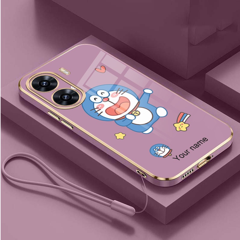 OPPO A6t 5G A6t Pro A6t ชื่อที่กําหนดเองปกอ่อน Doraemon Glossy ชุบปลอกกันกระแทก