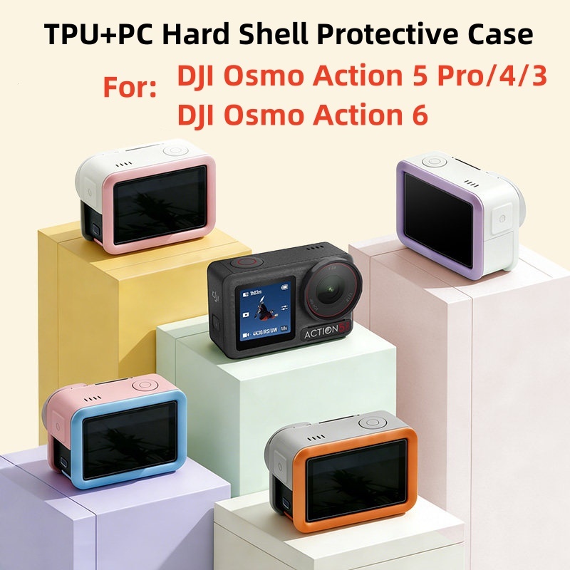 TPU + PC Hard Shell เคสป้องกันสําหรับ DJI Osmo Action 6/5 Pro/4/3 Anti-Scratch กันกระแทกฝาครอบกล้อง
