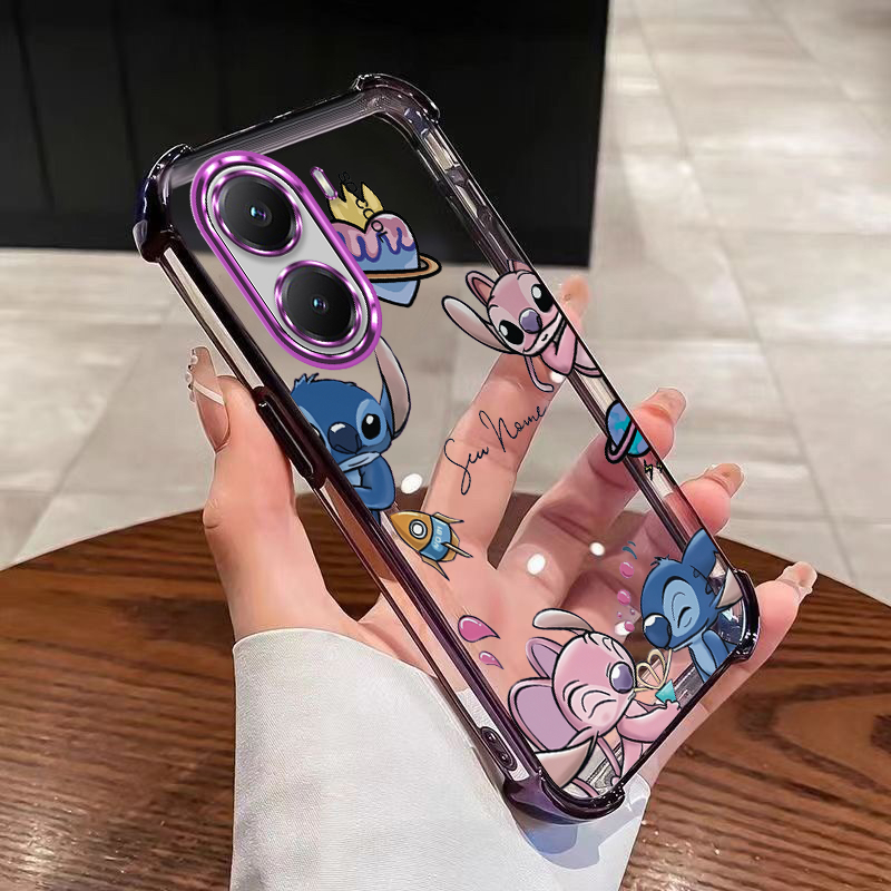 OPPO A6t 5G A6t Pro A6t กรณีที่กําหนดเองชื่อป้องกันกรณี Stitch กันกระแทก Clear Air Cushion Cover