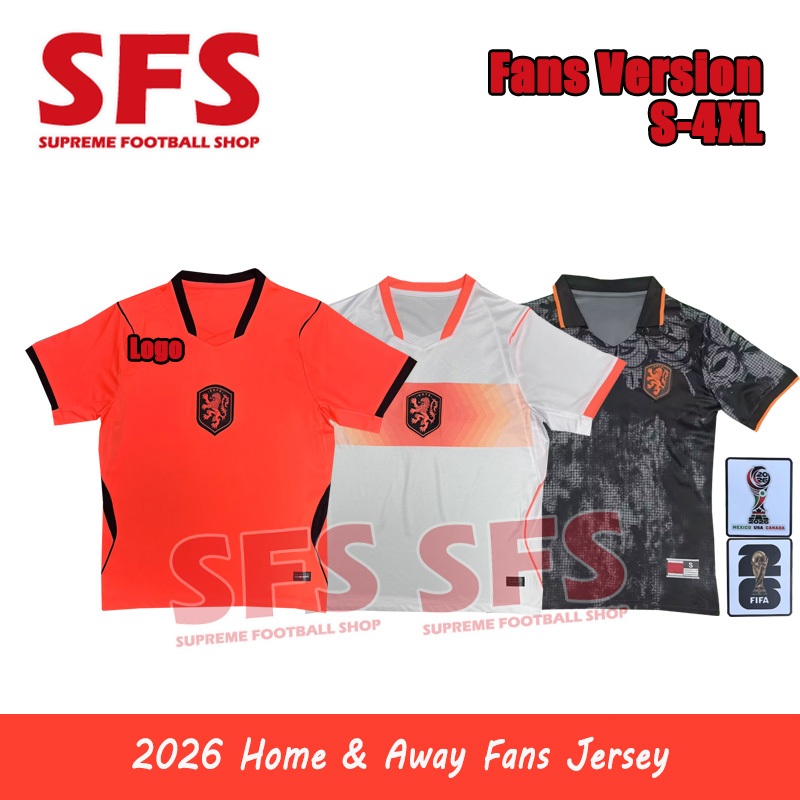 SFS คุณภาพสูง 2026 เนเธอร์แลนด์ JERSEY ผู้ชาย Holland ฟุตบอล JERSEY กีฬาแฟนๆรุ่น S-4XL