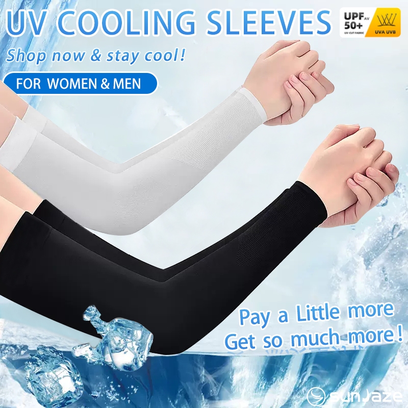 sunJaze 1 คู่ครีมกันแดด Ice Sleeve 1 คู่ UPF50+ Ultraviolet-Proof Sleeve Cool Straight Sleeve