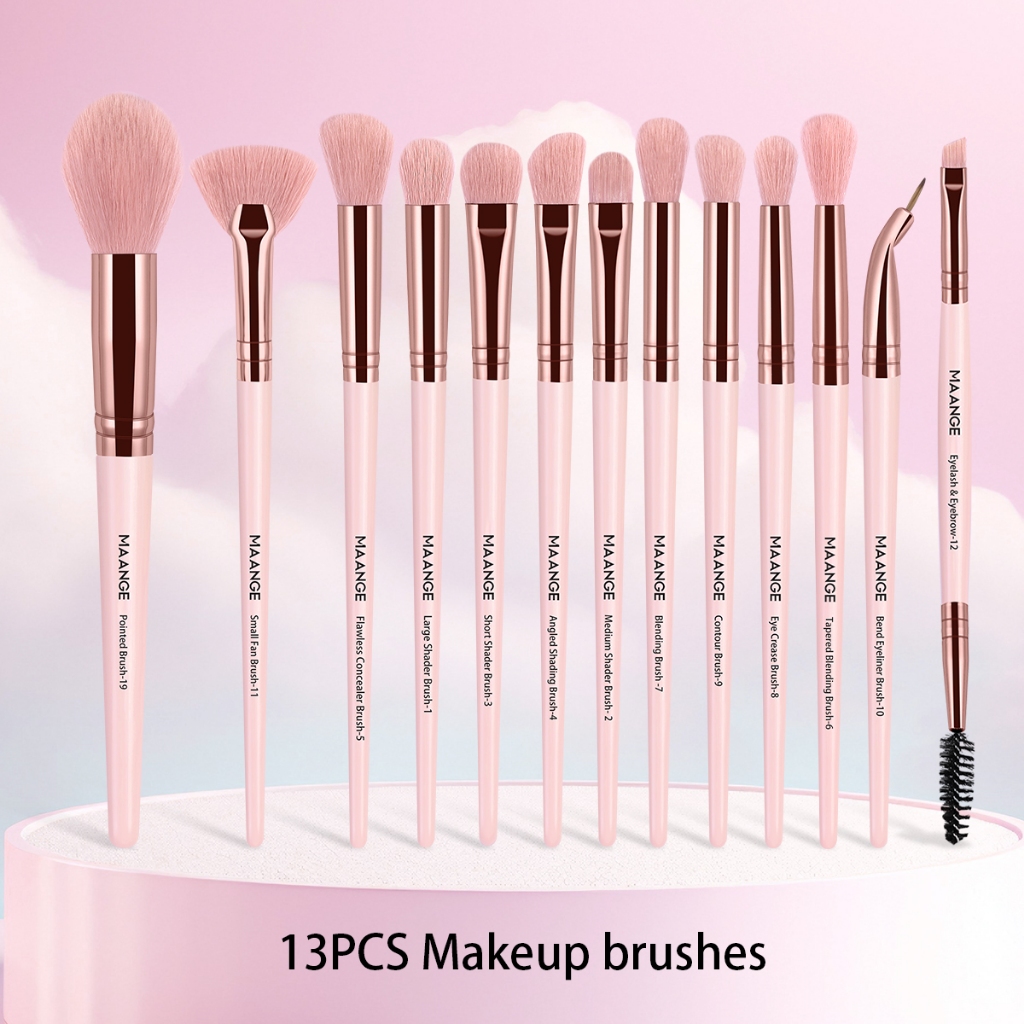MAANGE 13 ชิ้นชุดแปรงแต่งหน้ามืออาชีพคุณภาพสูงขนนุ่มจับสบายชุดแปรงหน้า 5818