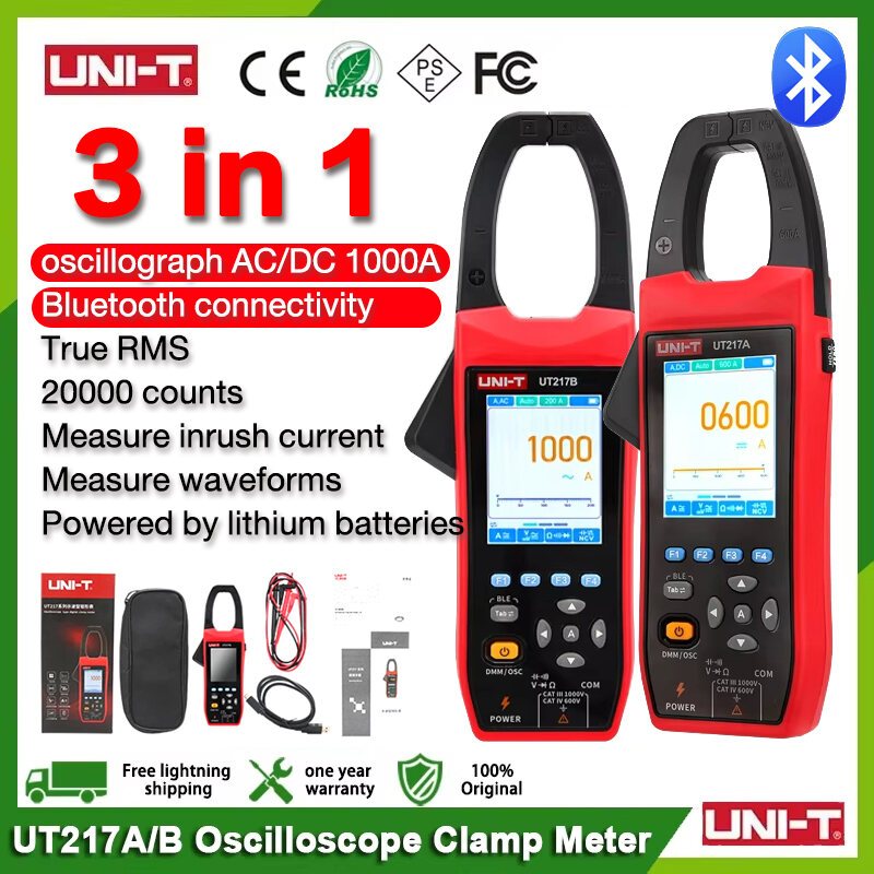 [2026 ใหม่] UNI-T UT217A UT217B 2-in-1 แคลมป์มิเตอร์แปดเหลี่ยม, มัลติมิเตอร์แบบดิจิตอล True RMS,