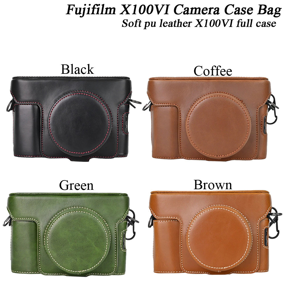 หนังหรูหรา Fujifilm X100VI X100 Mark VI กระเป๋ากล้องเปิดสายแบตเตอรี่ Mini Case