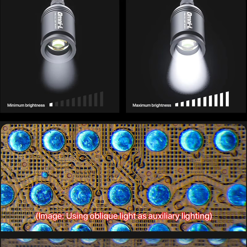 Mechanic Omni-L 5W กล้องจุลทรรศน์ LED สูง Stepless Dimming 3D เฉียงความสว่าง 360° ชุดเครื่องมือแขนคอ